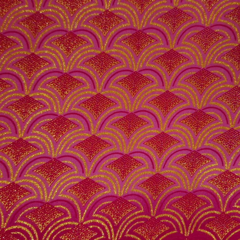 Afrikaanse stof - Exclusief versierd met glittereffecten 100% katoen - GL-4021 Roze Goud