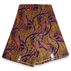 Afrikaanse stof - Exclusief versierd met glittereffecten 100% katoen - GL-4019 Paars Goud