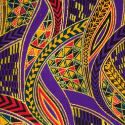 Afrikaanse stof - Exclusief versierd met glittereffecten 100% katoen - GL-4019 Paars Goud