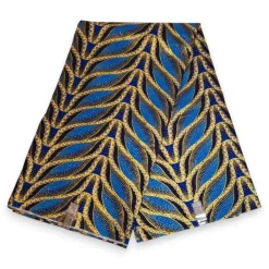 Afrikaanse stof - Exclusief versierd met glittereffecten 100% katoen - GL-4030 Blauw Goud