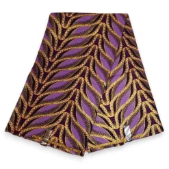 Afrikaanse stof - Exclusief versierd met glittereffecten 100% katoen - GL-4025 Paars Goud