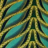 Afrikaanse stof - Exclusief versierd met glittereffecten 100% katoen - GL-4020 Lichtblauw / Turquoise Goud