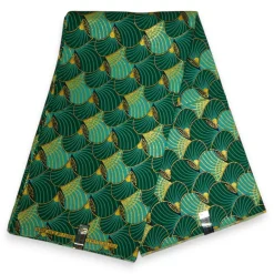 Afrikaanse stof - Exclusief versierd met glittereffecten 100% katoen - GL-4014 Groen Goud (Belangrijk: graag lezen)