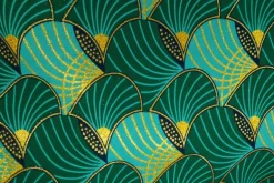 Afrikaanse stof - Exclusief versierd met glittereffecten 100% katoen - GL-4014 Groen Goud (Belangrijk: graag lezen)