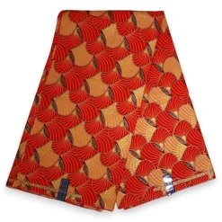 Afrikaanse stof - Exclusief versierd met glittereffecten 100% katoen - GL-4012 Rood Oranje Goud