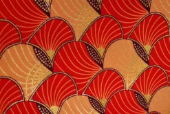 Afrikaanse stof - Exclusief versierd met glittereffecten 100% katoen - GL-4012 Rood Oranje Goud