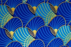 Afrikaanse stof - Exclusief versierd met glittereffecten 100% katoen - GL-4011 Blauw Goud