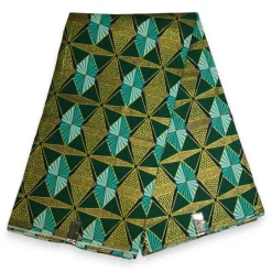 Afrikaanse stof - Exclusief versierd met glittereffecten 100% katoen - GL-4009 Groen Goud