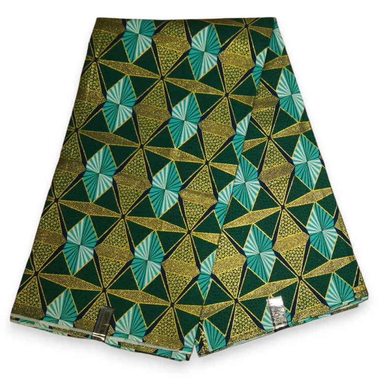 Afrikaanse stof - Exclusief versierd met glittereffecten 100% katoen - GL-4009 Groen Goud