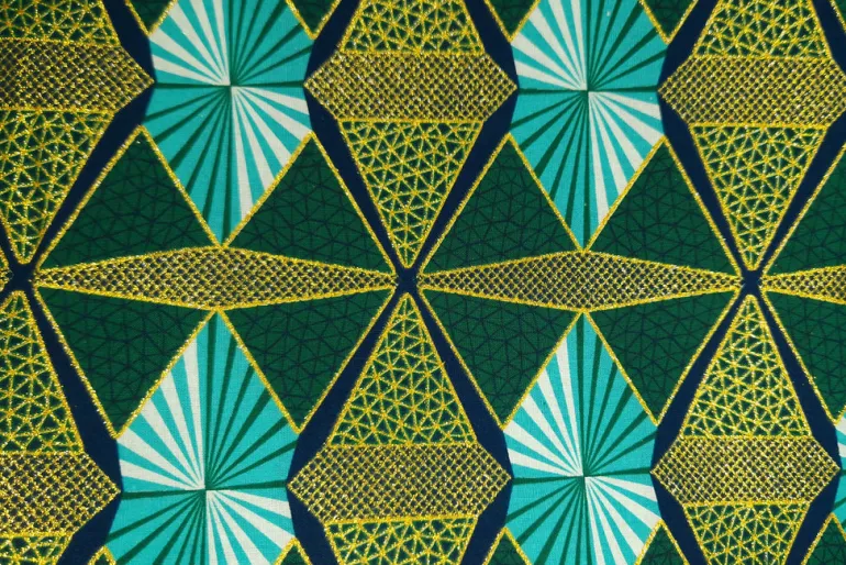 Afrikaanse stof - Exclusief versierd met glittereffecten 100% katoen - GL-4009 Groen Goud