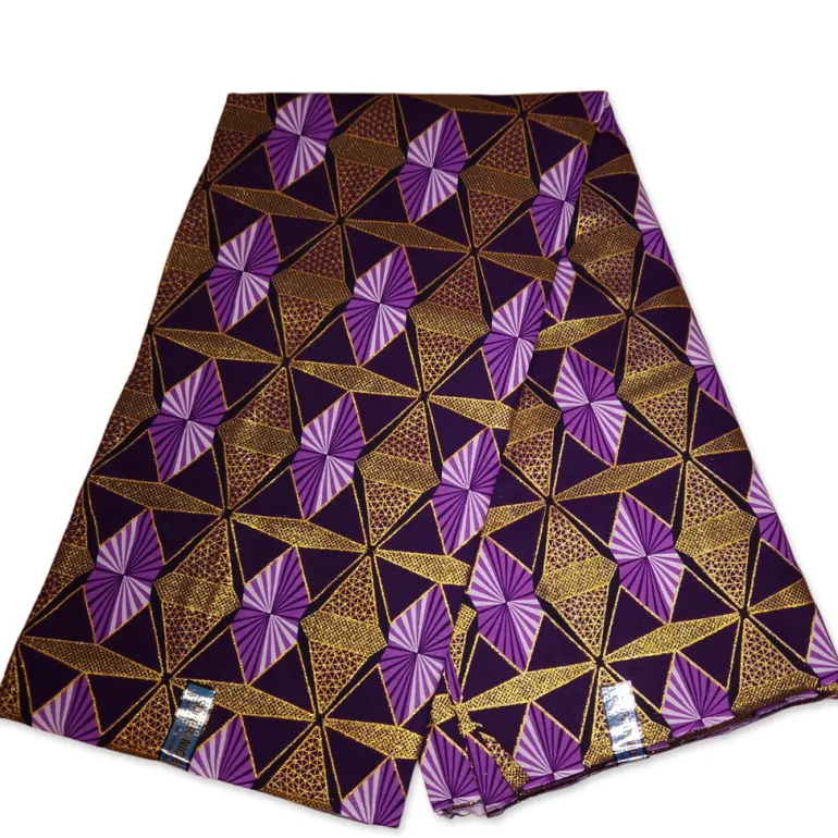 Afrikaanse stof - Exclusief versierd met glittereffecten 100% katoen - GL-4008 Paars Goud