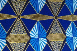 Afrikaanse stof - Exclusief versierd met glittereffecten 100% katoen - GL-4006 Blauw Goud