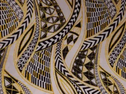 Afrikaanse stof - Exclusief versierd met glittereffecten 100% katoen - GL-4005 Wit Goud