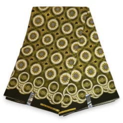 Afrikaanse stof - Exclusief versierd met glittereffecten 100% katoen - GL-4034 Olijfgroen Goud