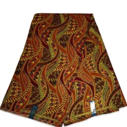 Afrikaanse stof - Exclusief versierd met glittereffecten 100% katoen - GL-4002 Bruin Goud