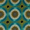 Afrikaanse stof - Exclusief versierd met glittereffecten 100% katoen - GL-4032 Turquoise Goud