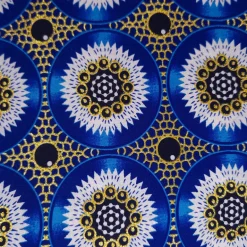 Afrikaanse stof - Exclusief versierd met glittereffecten 100% katoen - GL-4031 Blauw Goud