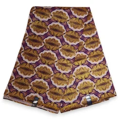 Afrikaanse stof - Exclusief versierd met glittereffecten 100% katoen - KT-3112 Goud Paars