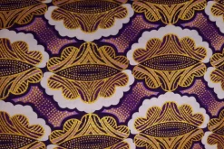 Afrikaanse stof - Exclusief versierd met glittereffecten 100% katoen - KT-3112 Goud Paars