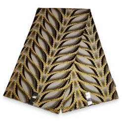 Afrikaanse stof - Exclusief versierd met glittereffecten 100% katoen - GL-4015 Wit Goud