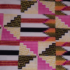Afrikaanse stof - Exclusief versierd met glittereffecten 100% katoen - GL-4050 Roze Goud Kente