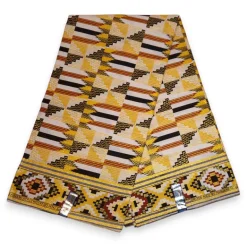 Afrikaanse stof - Exclusief versierd met glittereffecten 100% katoen - GL-4049 Geel Goud Kente