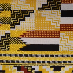 Afrikaanse stof - Exclusief versierd met glittereffecten 100% katoen - GL-4049 Geel Goud Kente