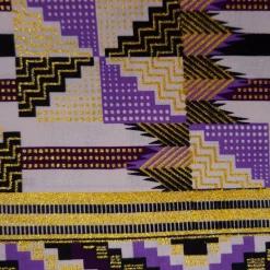 Afrikaanse stof - Exclusief versierd met glittereffecten 100% katoen - GL-4047 Paars Goud Kente
