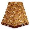 Afrikaanse stof - Exclusief versierd met glittereffecten 100% katoen - GL-4029 Mosterdgeel Bruin Goud Kente