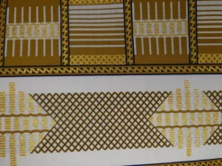 Afrikaanse stof - Exclusief versierd met glittereffecten 100% katoen - GL-4001 Olijfbruin Wit Goud