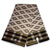Afrikaanse stof - Exclusief versierd met glittereffecten 100% katoen - GL-4055 Kente Goud Wit