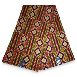 Afrikaanse stof - Exclusief versierd met glittereffecten 100% katoen - GL-4036 Kente Goud Multicolor