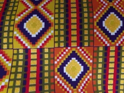 Afrikaanse stof - Exclusief versierd met glittereffecten 100% katoen - GL-4036 Kente Goud Multicolor