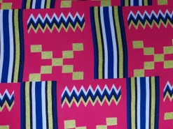 Afrikaanse stof - Exclusief versierd met glittereffecten 100% katoen - GL-4054 Kente Goud Roze