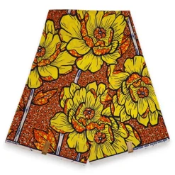 Afrikaanse stof - Gele Bold Flowers - 100% katoen