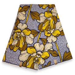 Afrikaanse stof - Gele Flowers - 100% katoen
