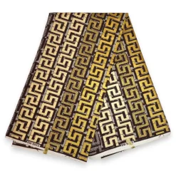 Afrikaanse stof - Goud Bruin Royal Maze - Special effect Brillant Platinum Edition