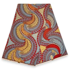 Afrikaanse stof - Gouden Feathers - Goud effect Brillant Platinum Edition