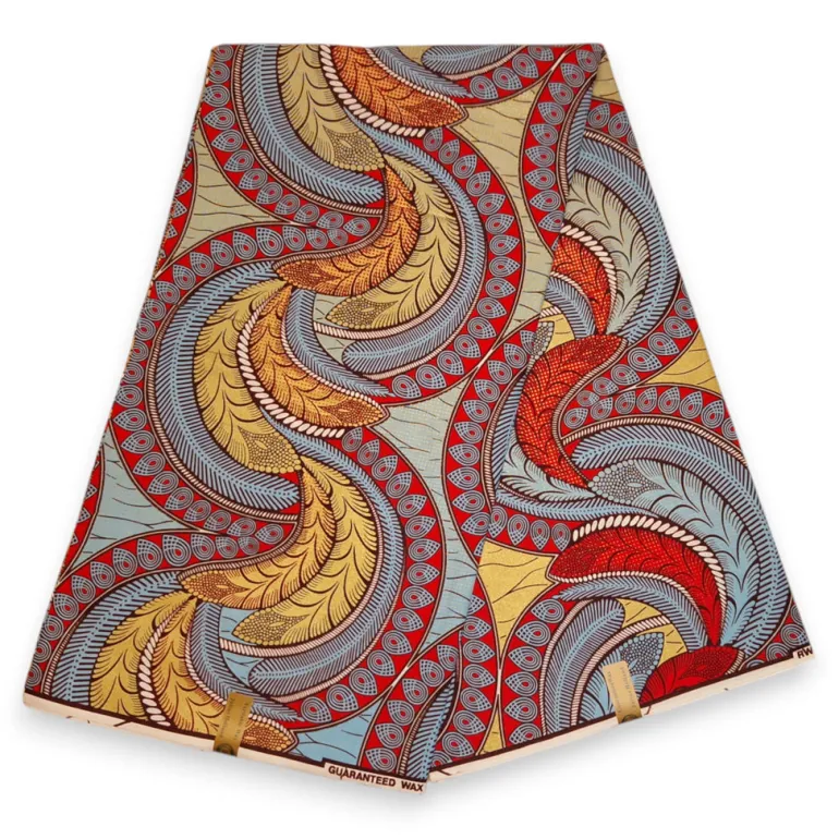 Afrikaanse stof - Gouden Feathers - Goud effect Brillant Platinum Edition