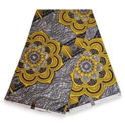 Afrikaanse stof - Grijs Geel PO-5070 - Polycotton