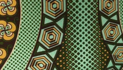 Afrikaanse stof - Groen Ancient Hex Wave - Special effect Brillant Platinum Edition