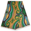 Afrikaanse stof - Groen Oranje Swirling Ribbon - Super Wax 100% fijn katoen