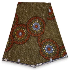 Afrikaanse stof - Oranje dotted print - 100% katoen