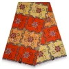 Afrikaanse stof - Oranje Geel Floral Scrollwork - Super Wax 100% fijn katoen