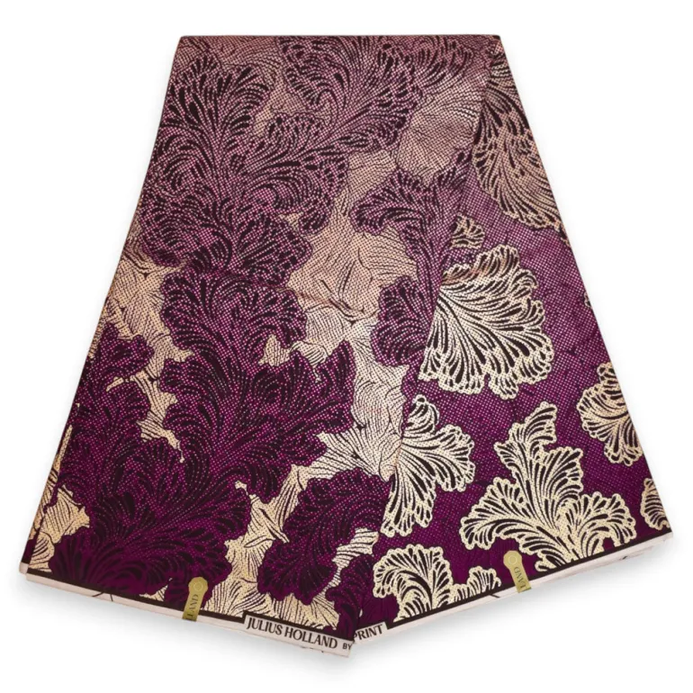 Afrikaanse stof - Paars Goud Floral Whisper - Special effect Brillant Platinum Edition