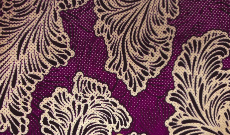 Afrikaanse stof - Paars Goud Floral Whisper - Special effect Brillant Platinum Edition