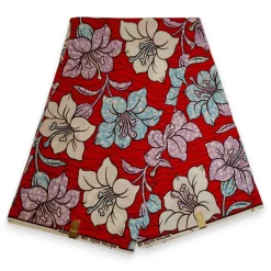 Afrikaanse stof - Rode Flowers - 100% katoen