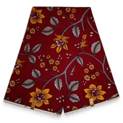 Afrikaanse stof - Rode Flower stems - 100% katoen