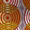 Afrikaanse stof - Rood Goud Retro Circles - Special effect Brillant Platinum Edition