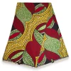 Afrikaanse stof - Rood Groen Decorative Leaf - Super Wax 100% fijn katoen